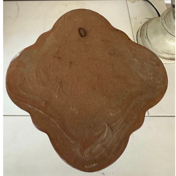 Vintage Wall Mirror pottery clay butterflies Heavy Stoneware Clay brown 9” hang - Picture 3 of 16